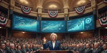 Président prononçant un discours sur les projections de croissance économique