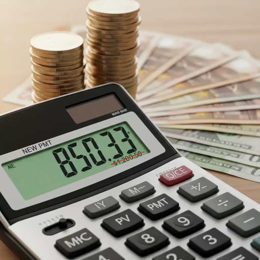 Calculadora mostrando cuota mensual reducida y ahorro económico