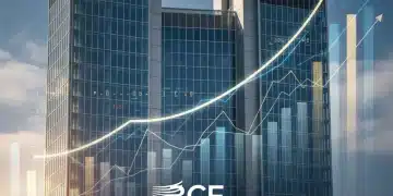Edificio del Banco Central Europeo con gráficos financieros proyectados, simbolizando el impacto de su política monetaria en 2026 sobre las tasas de interés en España.