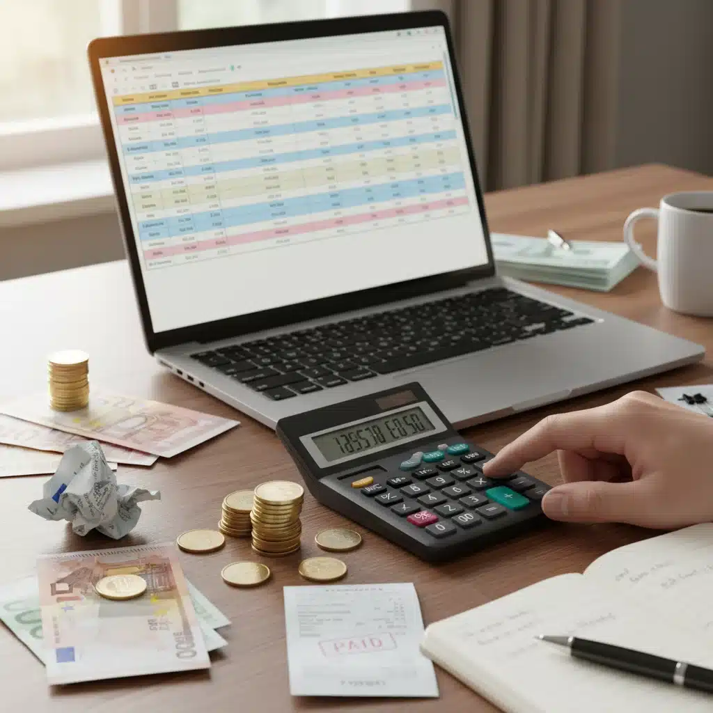 Mano calculando presupuesto familiar para la reducción de deuda