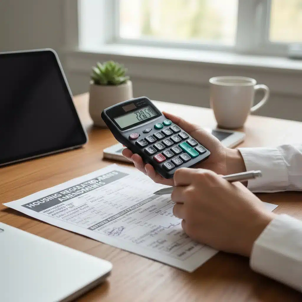 Persona calculando gastos de vivienda y adaptándose a nuevas regulaciones.