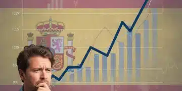 Gráfico de la deuda pública española superando el 110% del PIB en 2026, con proyecciones económicas.