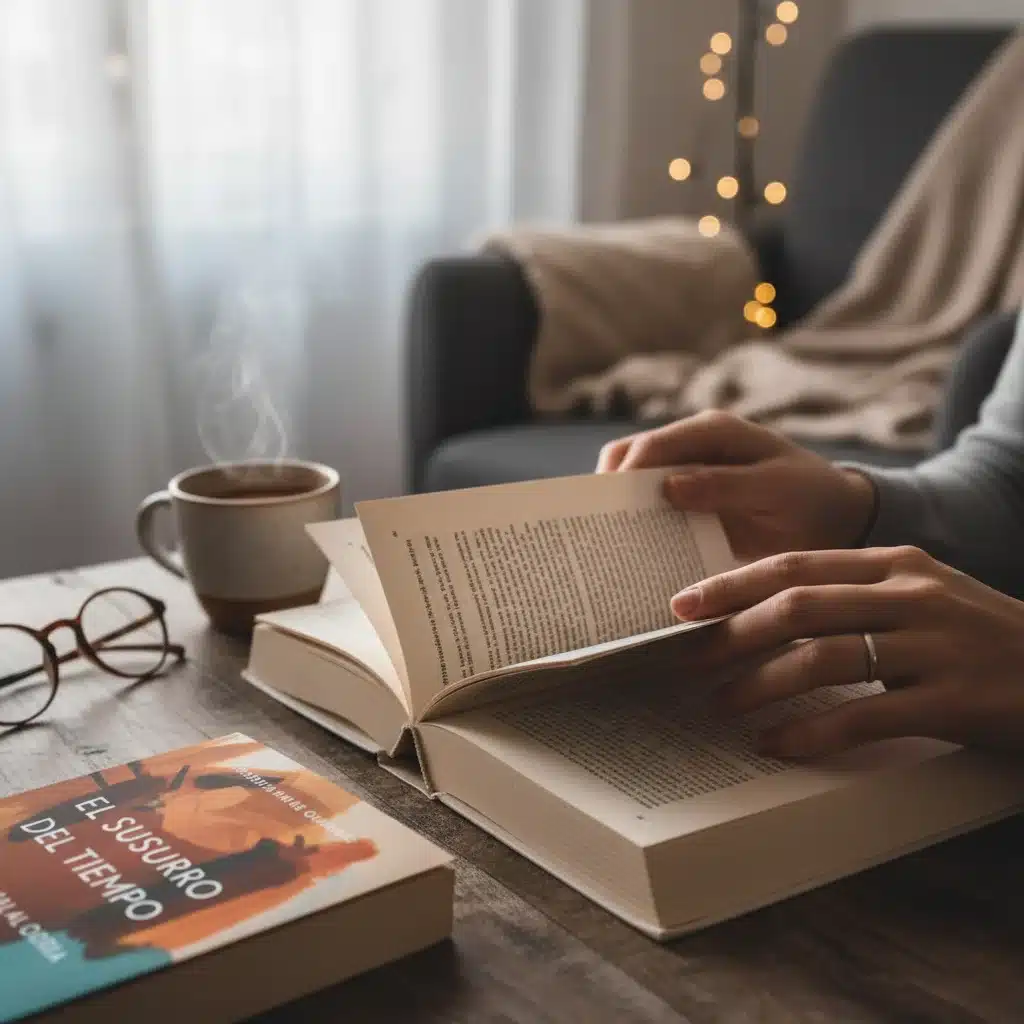 Manos de una persona pasando la página de un libro, con luz natural, simbolizando la inmersión en la lectura de una novela española.