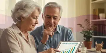 Pareja mayor analizando el futuro de las pensiones en España 2026