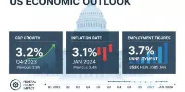 The 2026 Federal Budget: Examining Its 5-Year Economic Implications Infographic showing economic indicators and the US Capitol, representing the 2026 Federal Budget's impact.