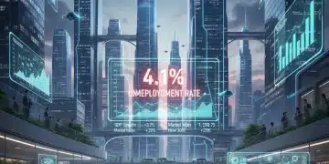 2026 Job Market Outlook: Understanding the 4.1% Unemployment Rate Shift and Financial Impact Futuristic cityscape with economic data overlays and professionals, representing the 2026 job market outlook.