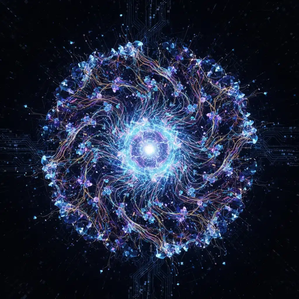 Intricate neural network illustration representing artificial intelligence and machine learning.