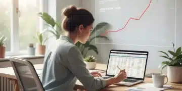 Person reviewing budget spreadsheet with inflation graphs