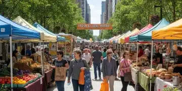 From Farm to Table: 10 U.S. Cities with Thriving Local Food Scenes in 2026 Bustling farmers market with fresh produce and artisanal goods in a thriving U.S. city.