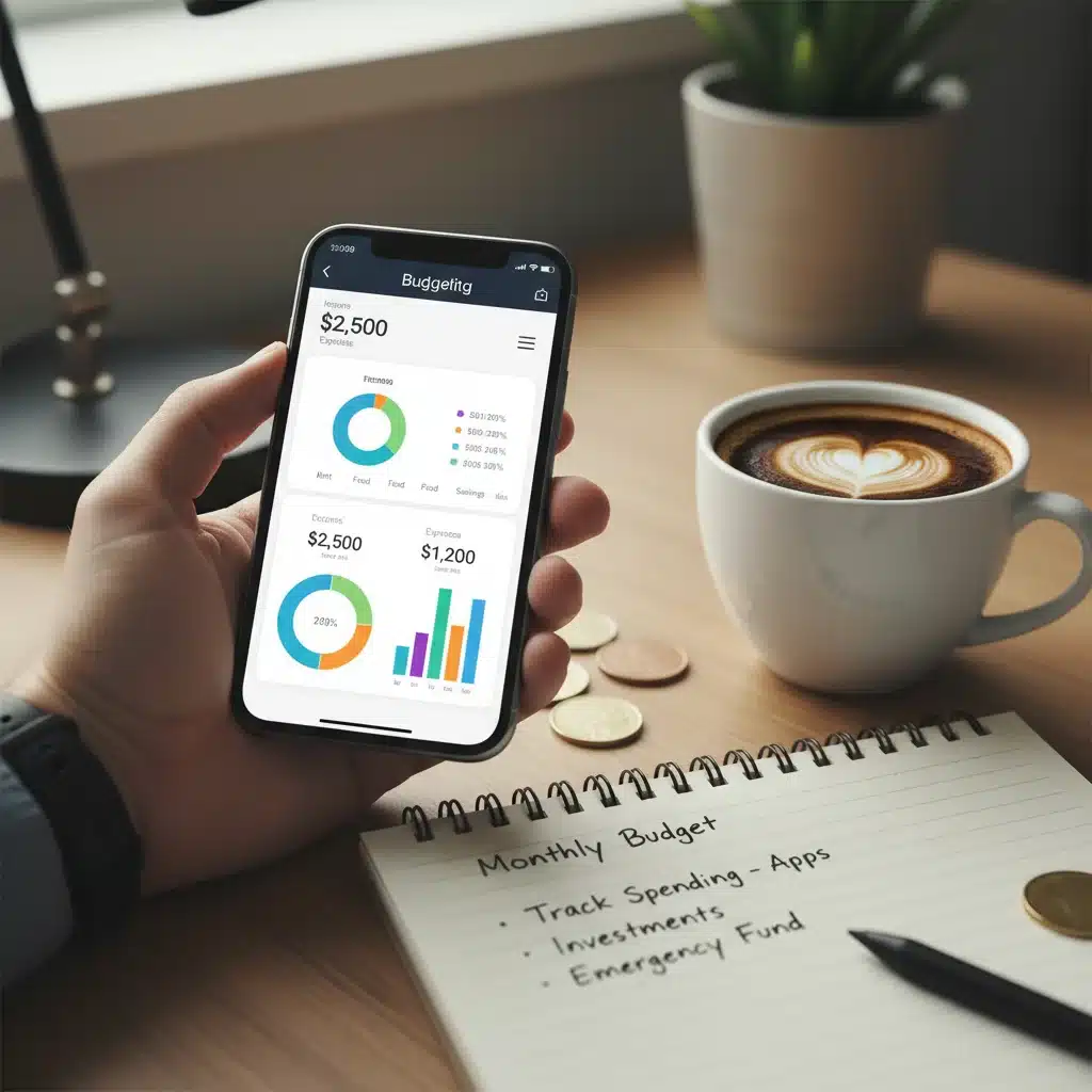 Digital budgeting app on smartphone