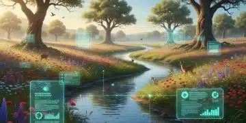 Environmental Report 2026: National Conservation & Policy Changes Lush green forest with clear river, wildlife, and abstract data graphics representing environmental report findings.