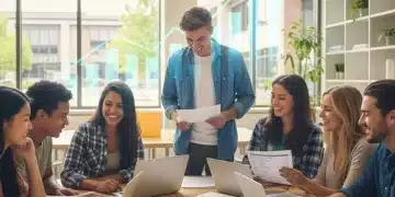 Students reviewing FAFSA financial aid documents on laptops