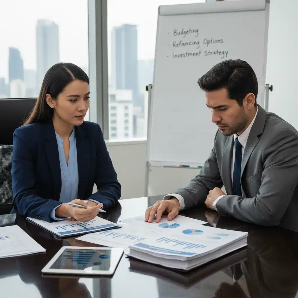 Financial advisor explaining debt negotiation strategies to a client in Spain