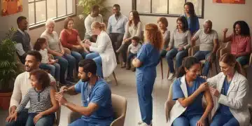 People receiving flu vaccinations in a clinic setting for Fall 2026 flu season