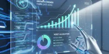 Futuristic digital interface showing financial growth with a robotic arm, representing automated investing and robo-advisors in 2026.