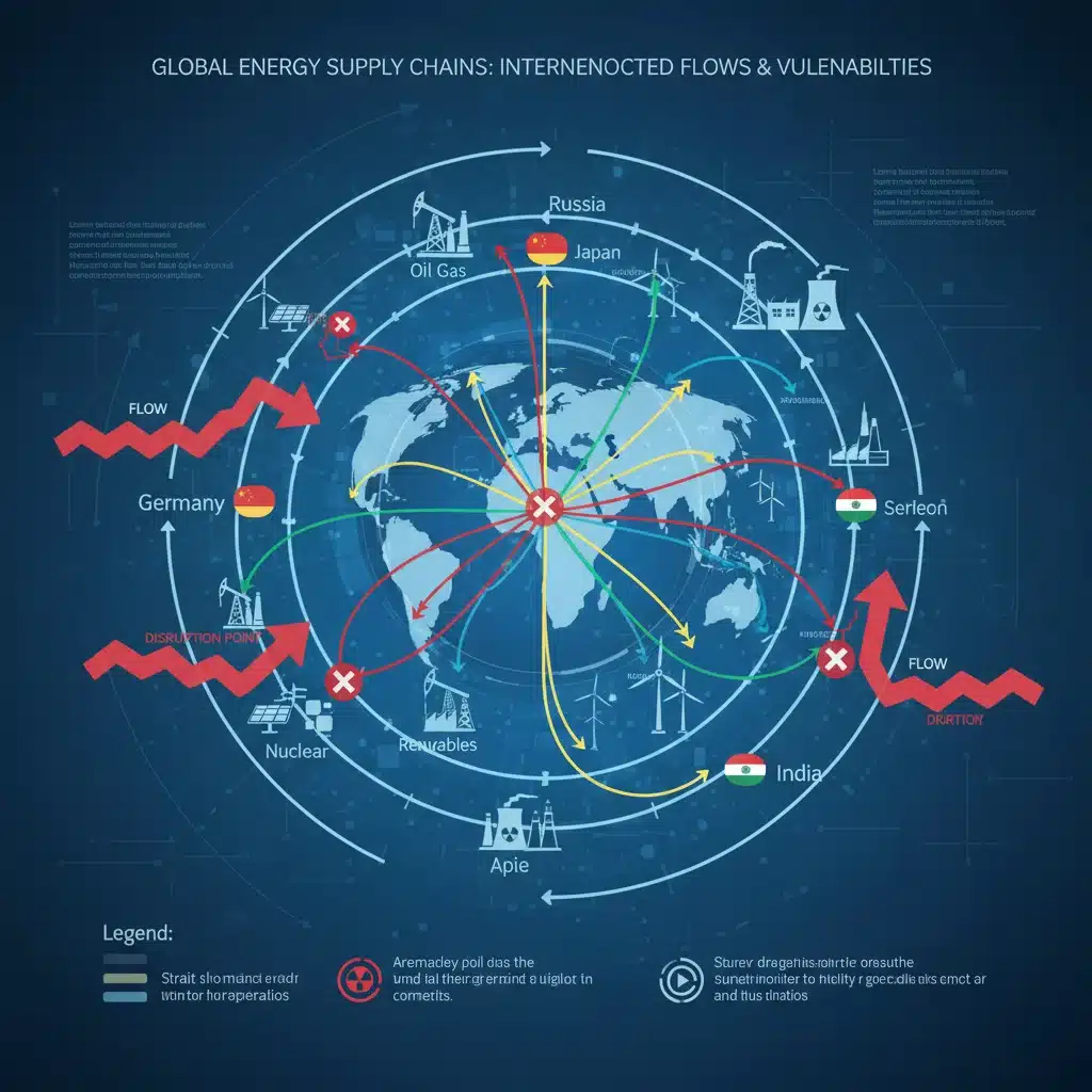 Complex global energy supply chain and distribution network.