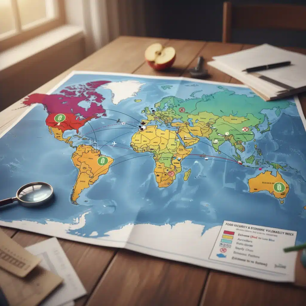Global map showing food insecurity and supply chain vulnerabilities