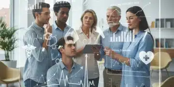 Individuals analyzing healthcare expense charts, symbolizing proactive financial health management.