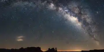 Unveiling the Cosmos: Top 6 U.S. National Parks for Stargazing in 2026 Milky Way over desert landscape in a U.S. National Park, perfect for stargazing.