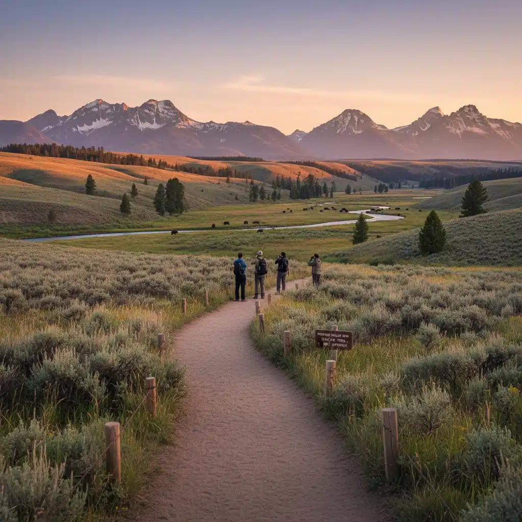 Hikers observing wildlife in a protected US national park