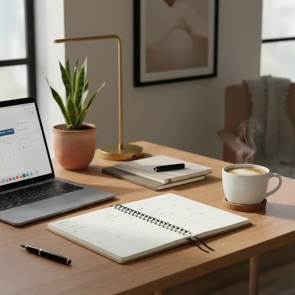 Organized desk with planner and coffee for productive work