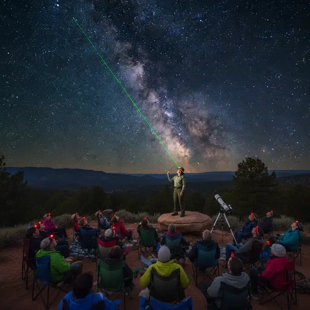 Park ranger leading an astronomy program at night.