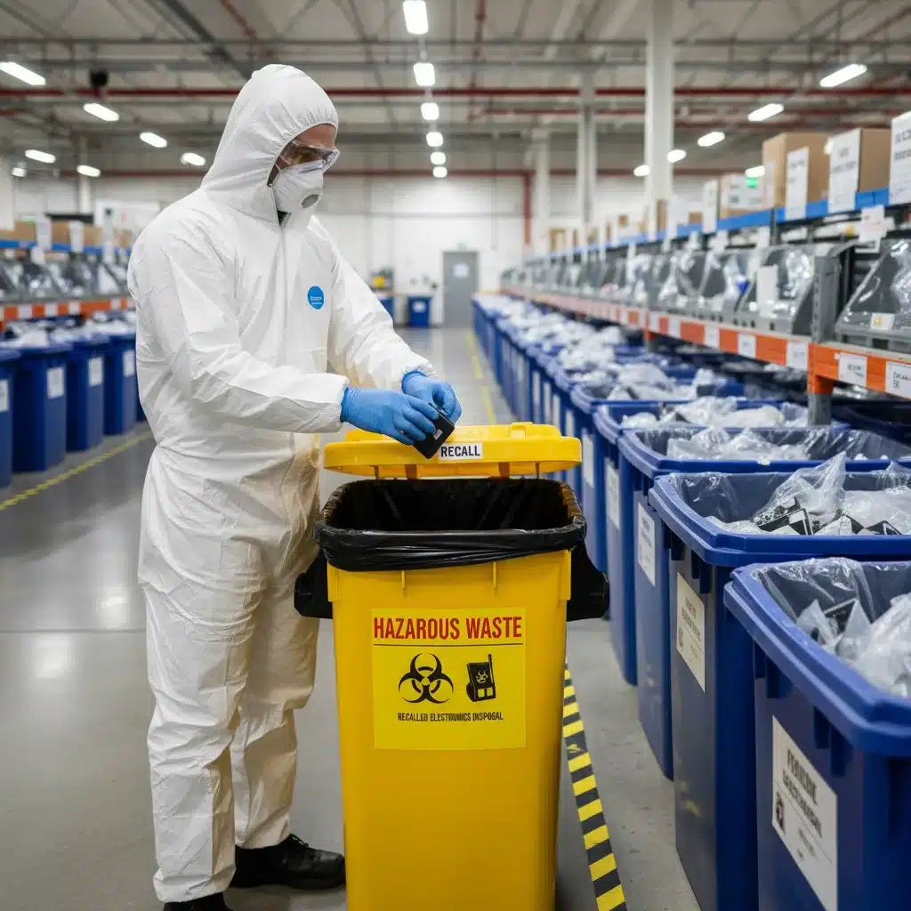 Safe disposal of recalled product in a hazardous waste bin