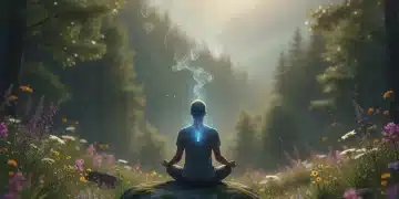 Top 5 U.S. Wellness Retreats for a 2026 Digital Detox Serene forest landscape with a person meditating, symbolizing digital detox and wellness.