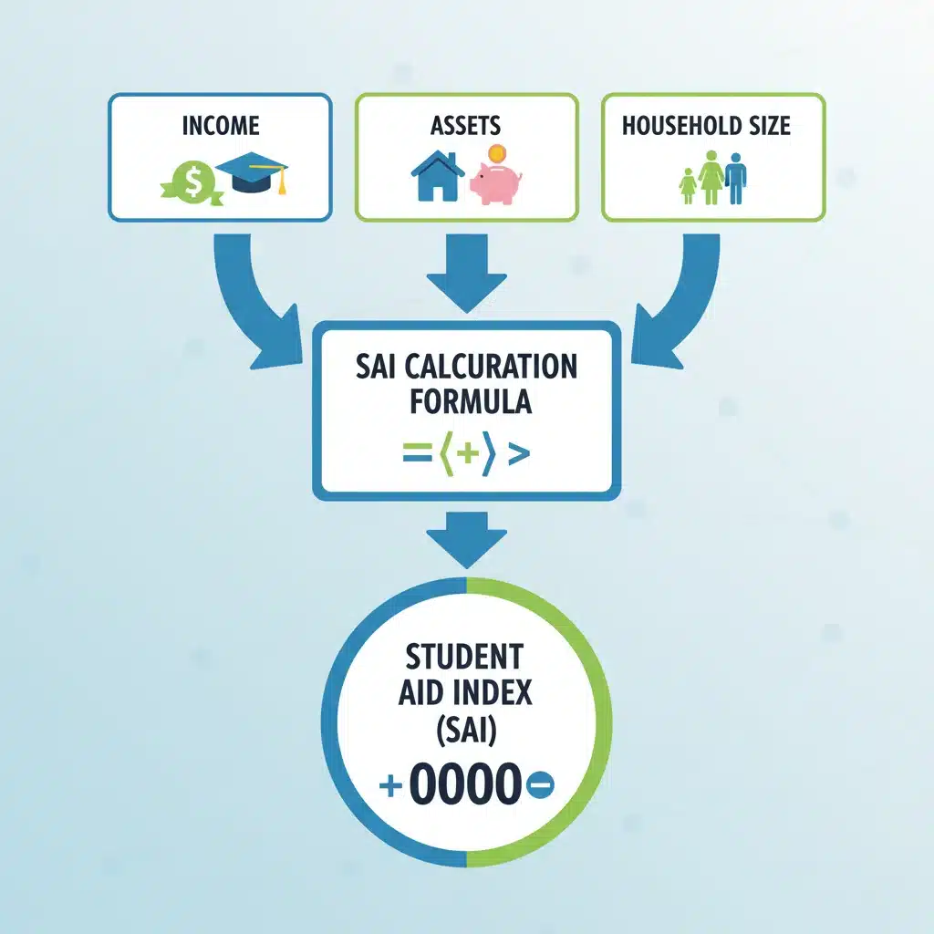 Infographic explaining Student Aid Index SAI calculation