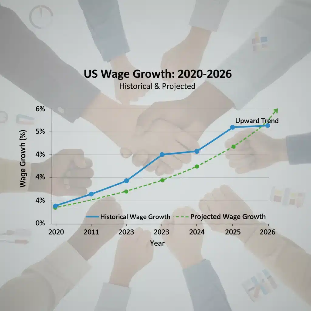 Forecasted wage growth trends in the US labor market through 2026.